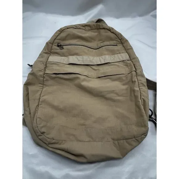 Vintage Eddie Bauer Nylon Backpack Crossbody Convertible Beige Gorpcore Hiking